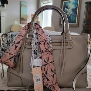 EUC Rebecca Minkoff Regan Leather Satchel Khaki & Twilly Scarf